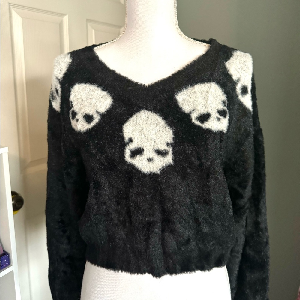 Black Skull Halloween Soft Sweater